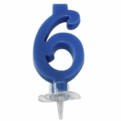 CANDELINA MINI NUMERALE CM.7 NR.6 BLU COBALTO