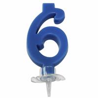 CANDELINA MINI NUMERALE CM.7 NR.6 BLU COBALTO