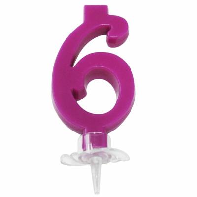 CANDELINA MINI NUMERALE CM.7 NR.6 FUXIA