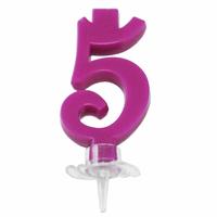 CANDELINA MINI NUMERALE CM.7 NR.5 FUXIA