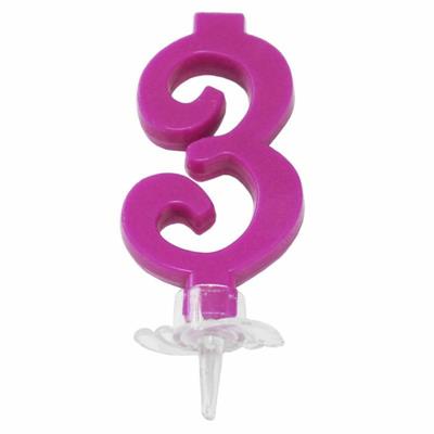 CANDELINA MINI NUMERALE CM.7 NR.3 FUXIA