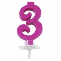 CANDELINA MINI NUMERALE CM.7 NR.3 FUXIA