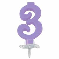 CANDELINA MINI NUMERALE CM.7 NR.3 LILLA