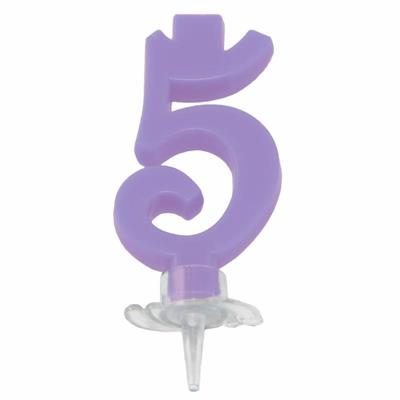 CANDELINA MINI NUMERALE CM.7 NR.5 LILLA