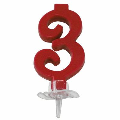 CANDELINA MINI NUMERALE CM.7 NR.3 ROSSA