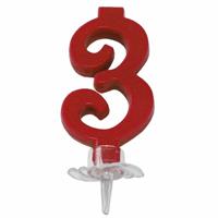 CANDELINA MINI NUMERALE CM.7 NR.3 ROSSA