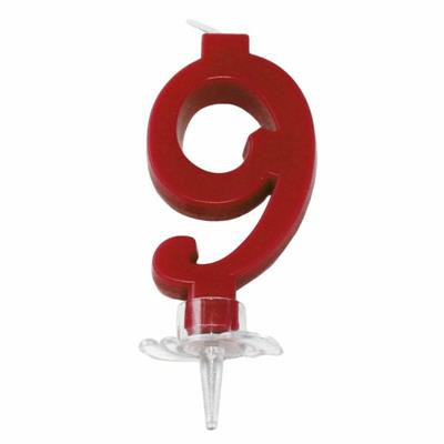 CANDELINA MINI NUMERALE CM.7 NR.9 ROSSA