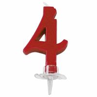 CANDELINA MINI NUMERALE CM.7 NR.4 ROSSA