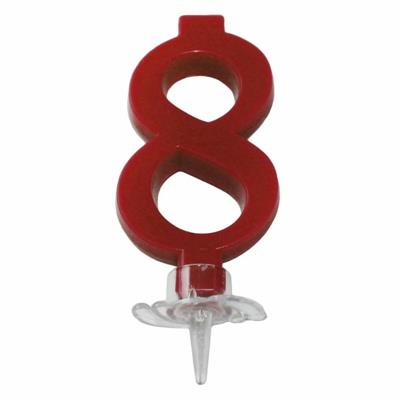 CANDELINA MINI NUMERALE CM.7 NR.8 ROSSA