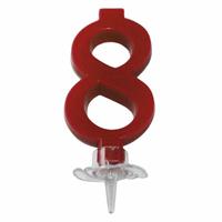 CANDELINA MINI NUMERALE CM.7 NR.8 ROSSA