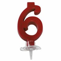 CANDELINA MINI NUMERALE CM.7 NR.6 ROSSA