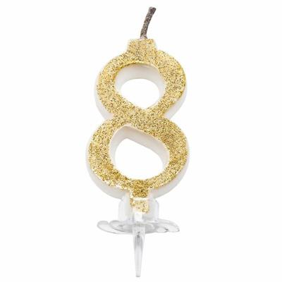 CANDELINA MINI NUMERALE CM.7 NR.8 GOLD GLITTER