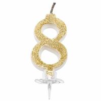 CANDELINA MINI NUMERALE CM.7 NR.8 GOLD GLITTER