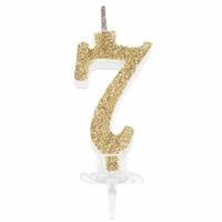 CANDELINA MINI NUMERALE CM.7 NR.7 GOLD GLITTER