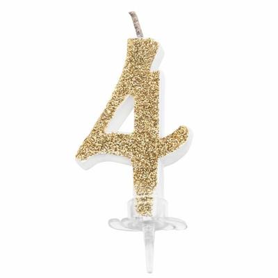 CANDELINA MINI NUMERALE CM.7 NR.4 GOLD GLITTER