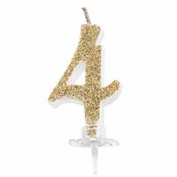 CANDELINA MINI NUMERALE CM.7 NR.4 GOLD GLITTER