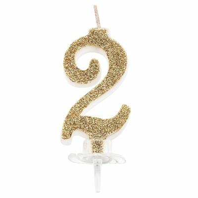 CANDELINA MINI NUMERALE CM.7 NR.2 GOLD GLITTER