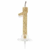 CANDELINA MINI NUMERALE CM.7 NR.1 GOLD GLITTER