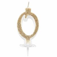 CANDELINA MINI NUMERALE CM.7 NR.0 GOLD GLITTER