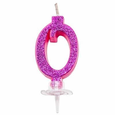 CANDELINA MINI NUMERALE CM.7 NR.0 FUXIA GLITTER