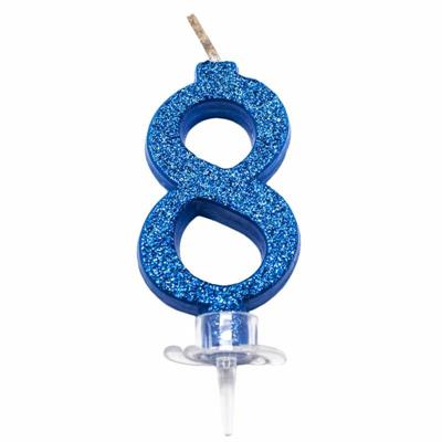 CANDELINA MINI NUMERALE CM.7 NR.8 BLUE GLITTER