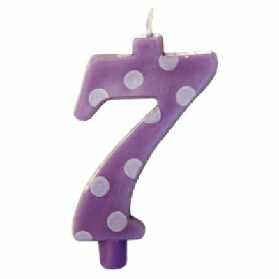 CANDELINA NUMERALE MAX  CM.12 NR.7 POIS LILLA