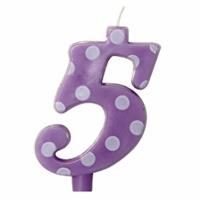 CANDELINA NUMERALE MAX  CM.12 NR.5 POIS LILLA