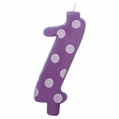 CANDELINA NUMERALE MAX  CM.12 NR.1 POIS LILLA