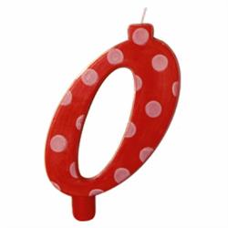 CANDELINA NUMERALE MAX  CM.12 NR.0 POIS ROSSO