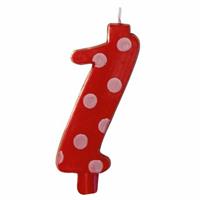 CANDELINA NUMERALE MAX  CM.12 NR.1 POIS ROSSO