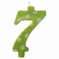 CANDELINA NUMERALE MAX  CM.12 NR.7 POIS VERDE