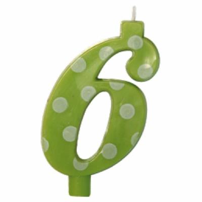 CANDELINA NUMERALE MAX  CM.12 NR.6 POIS VERDE