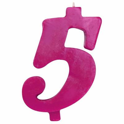 CANDELINA NUMERALE MAX  CM.12 NR.5 FUCSIA