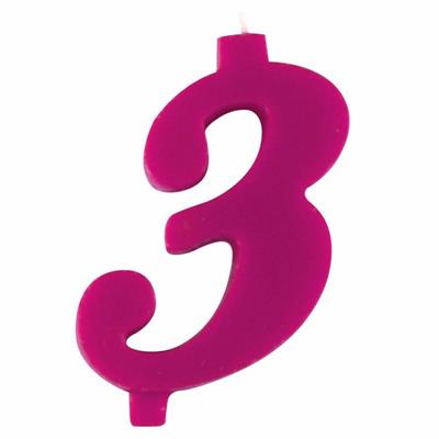 CANDELINA NUMERALE MAX  CM.12 NR.3 FUCSIA