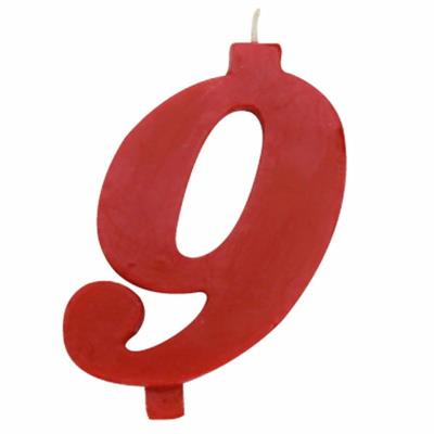 CANDELINA NUMERALE MAX  CM.12 NR.9 ROSSO