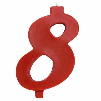 CANDELINA NUMERALE MAX  CM.12 NR.8 ROSSO