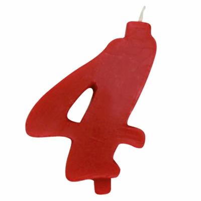 CANDELINA NUMERALE MAX  CM.12 NR.4 ROSSO