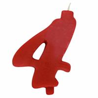 CANDELINA NUMERALE MAX  CM.12 NR.4 ROSSO