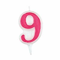 CANDELINA NUMERALE CM.9 NR.9 ROSA