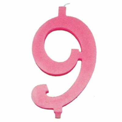 CANDELINA NUMERALE MAX  CM.15 NR.9 ROSA