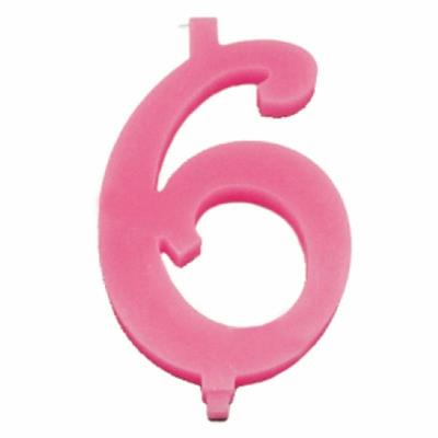 CANDELINA NUMERALE MAX  CM.15 NR.6 ROSA