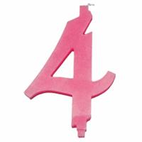 CANDELINA NUMERALE MAX  CM.15 NR.4 ROSA