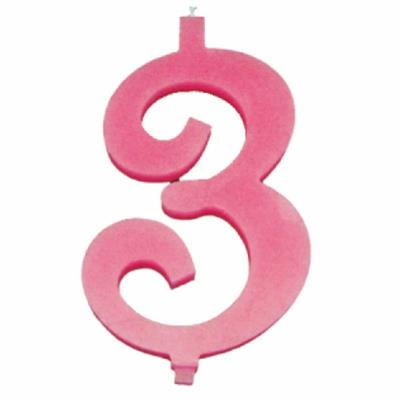 CANDELINA NUMERALE MAX  CM.15 NR.3 ROSA