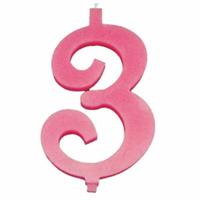 CANDELINA NUMERALE MAX  CM.15 NR.3 ROSA