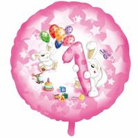 PALLONE FOIL 1°COMPLEANNO ROSA CM.45