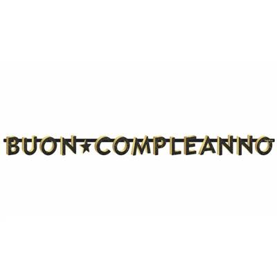 FESTONE LETTERE BUON COMPLEANNO BLACK/GOLD CM.235