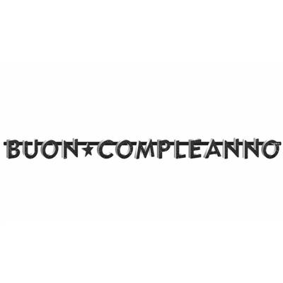 FESTONE LETTERE BUON COMPLEANNA BLACK/SILVER CM.235