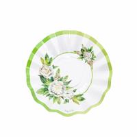 PIATTI CARTA ONDA CM.21 PEONIA BIANCO VERDE PZ.8