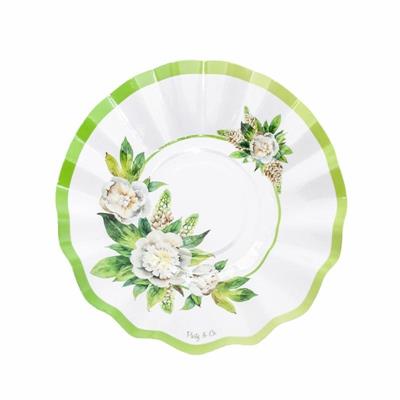 PIATTI CARTA ONDA CM.27 PEONIA BIANCO VERDE PZ.8