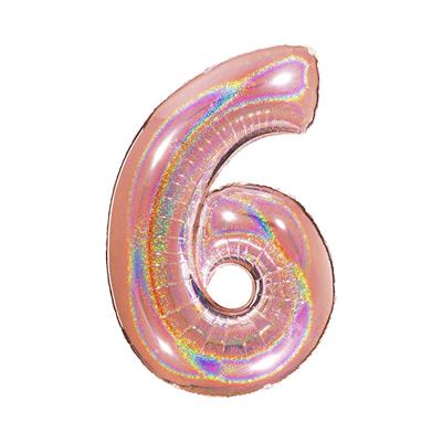 PALLONE FOIL GLITTER    ROSE GOLD CM.100 NUMERO 6